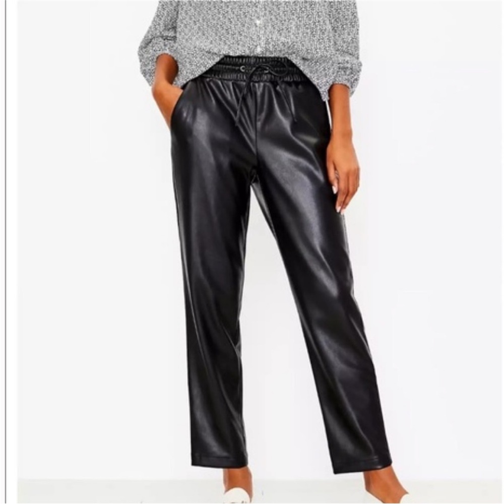 LOFT Black Faux Leather Joggers NWT Size L